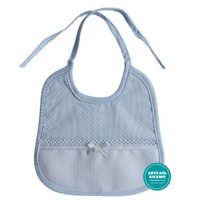 Baby Bib to Cross Stitch - Light Blue with Little White Dots